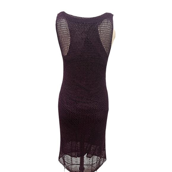 NWT Mango MNG Lurex openwork knit dress Burgundy Size Small - Picture 4 of 13